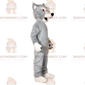 Gray and White Wolf BIGGYMONKEY™ Mascot Costume. Wolfdog