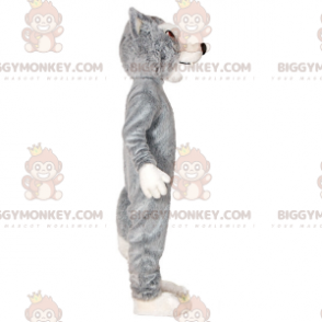 Kostým maskota Šedého a bílého vlka BIGGYMONKEY™. Kostým
