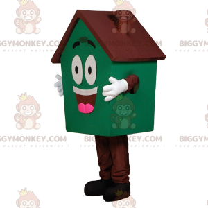 Very Smiling Green and Brown Giant House BIGGYMONKEY™ Mascot
