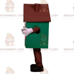 Very Smiling Green and Brown Giant House BIGGYMONKEY™ Mascot