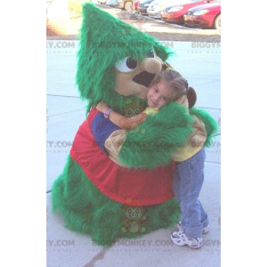 Zielony i czerwony futrzany kostium maskotka BIGGYMONKEY™ na