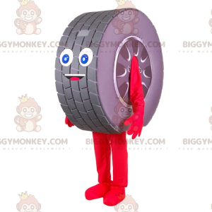 Super Smiling Giant Tire BIGGYMONKEY™ Mascot Costume. Car Wheel