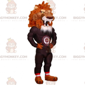 BIGGYMONKEY™ Maskottchenkostüm Sehr muskulöser einschüchternder Löwe in Sportkleidung - Löwenmaskottchen - BiggyMonkey.com