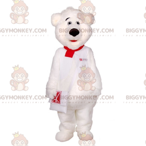 Traje de mascote de pelúcia branco BIGGYMONKEY™ com bolsa –