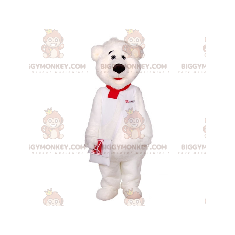 Mascotte de gros nounours rouge et blanc - Taille L (175-180 CM)