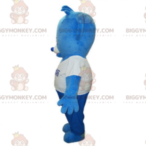 Μπλε και άσπρη στολή μασκότ BIGGYMONKEY™ αρκουδάκι. Nestle Bear
