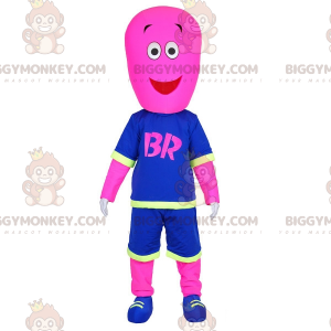 Pink Man BIGGYMONKEY™ maskotdräkt klädd i basketdräkt -