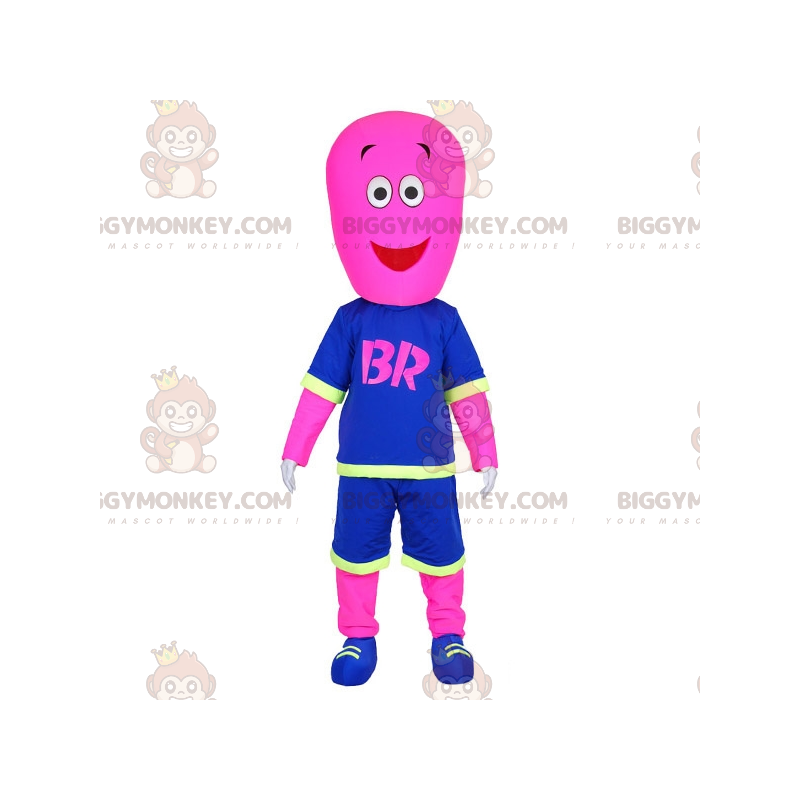 Pink Man BIGGYMONKEY™ Mascot Costume Dressed In Basketball