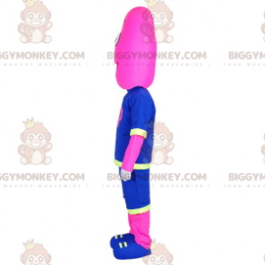 BIGGYMONKEY™ Mascot Costume Female Pink Snowman Dressed in Blue