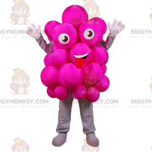 Fantasia de mascote BIGGYMONKEY™ de uvas cor-de-rosa. Traje de