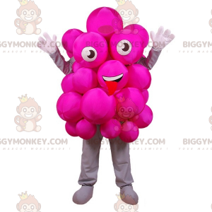 Στολή μασκότ BIGGYMONKEY™ Pink Grapes. Εορταστική ροζ στολή