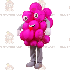 Στολή μασκότ BIGGYMONKEY™ Pink Grapes. Εορταστική ροζ στολή μασκότ BIGGYMONKEY™ - Μασκότ φρούτων - BiggyMonkey.com