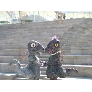 2 BIGGYMONKEY's Cheetah Spotted Couple Dinosaur Mascot -