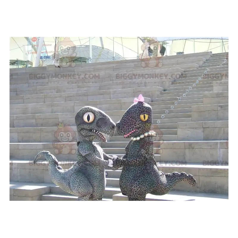 2 BIGGYMONKEY's Cheetah Spotted Couple Dinosaur Mascot -
