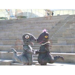 2 BIGGYMONKEY's Cheetah Spotted Couple Dinosaur Mascot -