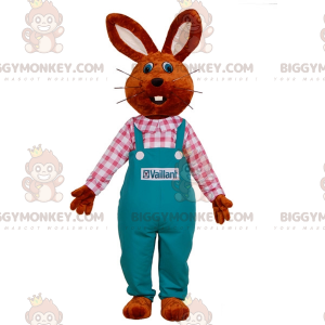 Traje de mascote Bunny BIGGYMONKEY™ vestido com macacão. Traje