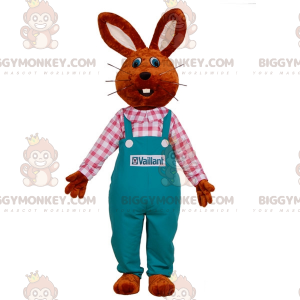 Στολή μασκότ λαγουδάκι BIGGYMONKEY™ ντυμένη με φόρμες. Στολή