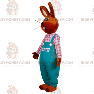 Bunny BIGGYMONKEY™ maskotkostume klædt i overalls. Farmer