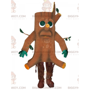 Sad looking giant tree trunk BIGGYMONKEY™ mascot costume. Tree