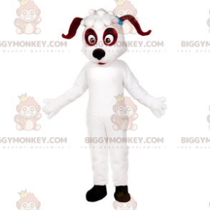 Witte en bruine hond BIGGYMONKEY™ mascottekostuum.