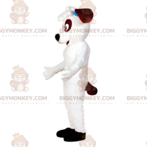 Witte en bruine hond BIGGYMONKEY™ mascottekostuum.
