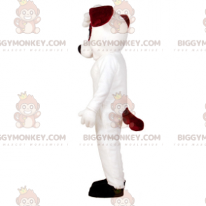 Witte en bruine hond BIGGYMONKEY™ mascottekostuum.
