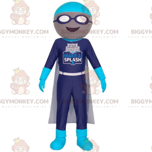 Swimmer BIGGYMONKEY™ Mascot Costume with Goggles and Cape -