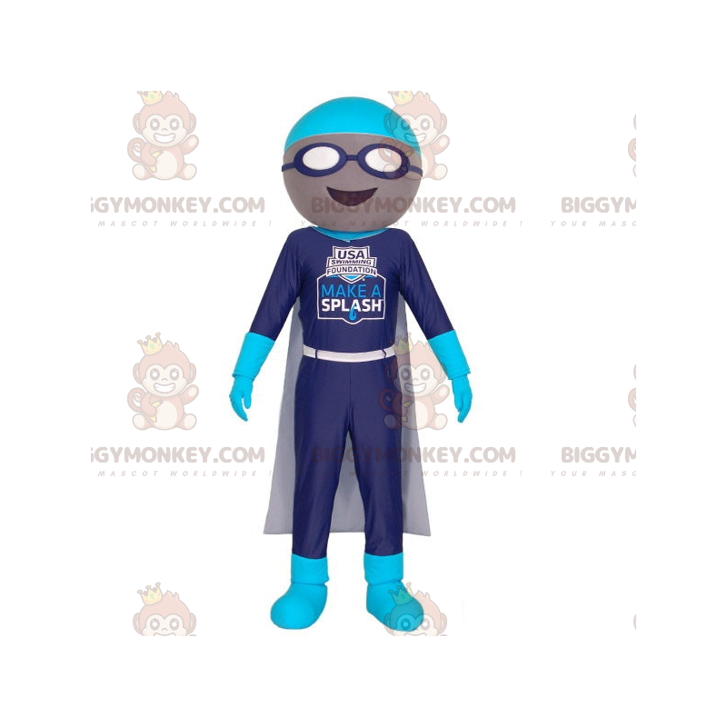 Traje de mascota de nadador BIGGYMONKEY™ con gafas y capa - Traje de mascota de nadador BIGGYMONKEY™ con gafas y capa -