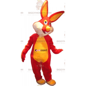 Punainen ja keltainen kanin BIGGYMONKEY™ maskottiasu. pupu puku