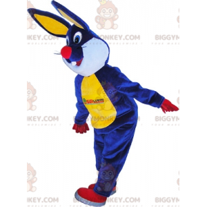 Modrá Žlutá Kostým maskota červeného a bílého králíka BIGGYMONKEY™ - Králík maskot - BIGGYMONKEY_06972 - BiggyMonkey.com