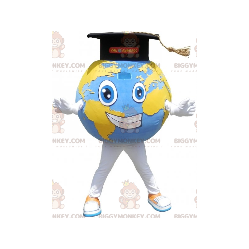 Kæmpe verdenskort BIGGYMONKEY™ maskotkostume med graduate hat - Kæmpe verdenskort BIGGYMONKEY™ maskotkostume med graduate hat -