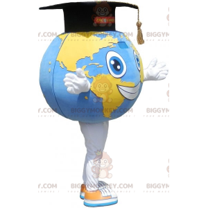 Giant World Map BIGGYMONKEY™ Mascot Costume with Graduate Hat -