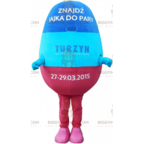 Blue and pink giant egg BIGGYMONKEY™ mascot costume. giant
