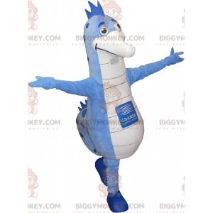 Blue and White Seahorse BIGGYMONKEY™ Mascot Costume. seahorse