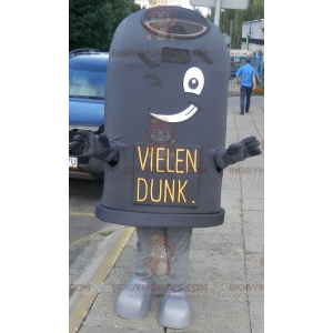 Giant Black Bin BIGGYMONKEY™ Mascot Costume. Dumpster Cosume -