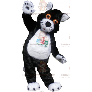 Costume de mascotte BIGGYMONKEY™ de chat noir et blanc avec les