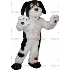 Zacht en harige zwart-witte hond BIGGYMONKEY™ mascottekostuum -