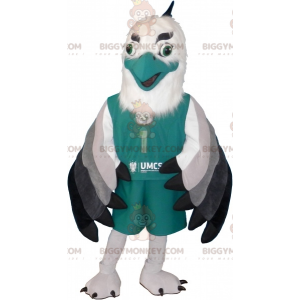 Costume de mascotte BIGGYMONKEY™ d'aigle de vautour blanc vert