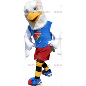Disfraz de mascota Eagle BIGGYMONKEY™ vestido con ropa deportiva. Disfraz de pájaro BIGGYMONKEY™ para mascota - BiggyMonkey.com