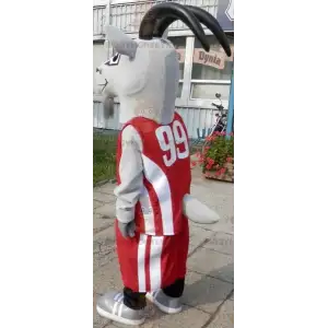 Σπορ στολή μασκότ κατσίκας BIGGYMONKEY™. Στολή γκρι κατσίκας σε