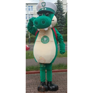 Στολή μασκότ BIGGYMONKEY™ Green Crocodile με Captain Cap -