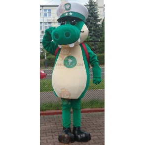 Στολή μασκότ BIGGYMONKEY™ Green Crocodile με Captain Cap - Μασκότ κροκόδειλου - BIGGYMONKEY_07002 - BiggyMonkey.com