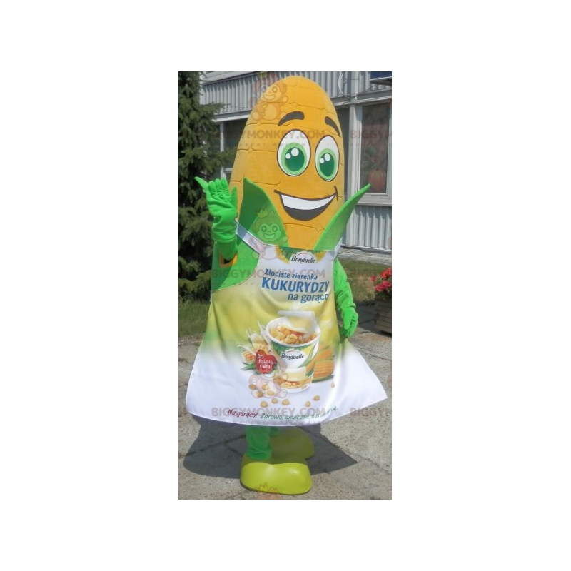 Gigantische maïskolf BIGGYMONKEY™ mascottekostuum met groene Gigantische maïskolf BIGGYMONKEY™ mascottekostuum met groene