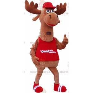 Reuzeneland Caribou BIGGYMONKEY™ mascottekostuum in rood