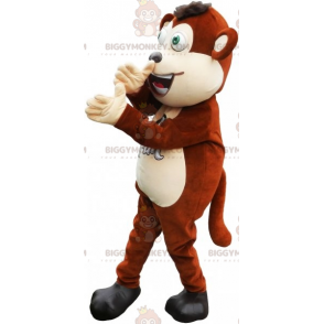 BIGGYMONKEY™ Mascot Costume Brown and White Great Ape with