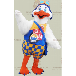 BIGGYMONKEY™ Big White and Orange Bird Mascot Costume with