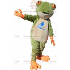 Oransje og hvit grønn frosk BIGGYMONKEY™ maskotkostyme - Froskemasker - BIGGYMONKEY_07012 - BiggyMonkey.com