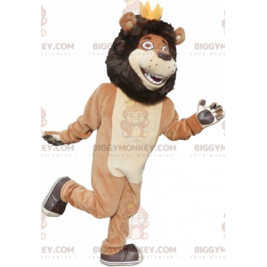 BIGGYMONKEY™ Mascot Costume Black Beige and White Lion with