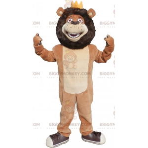 BIGGYMONKEY™ maskottiasu, musta beige ja valkoinen leijona