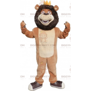 BIGGYMONKEY™ Costume da mascotte Nero Beige e Leone bianco con